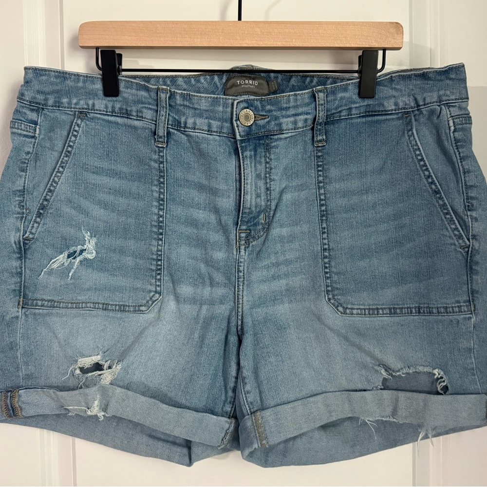 Torrid Distressed Light Blue Jean Shorts